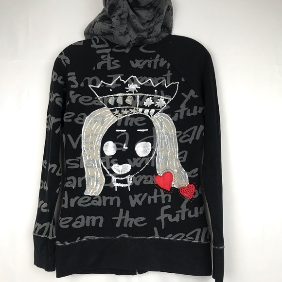 Desigual Jackets & Blazers - Desigual Princess Zip Up Graphic Hoodie Sweater Sm